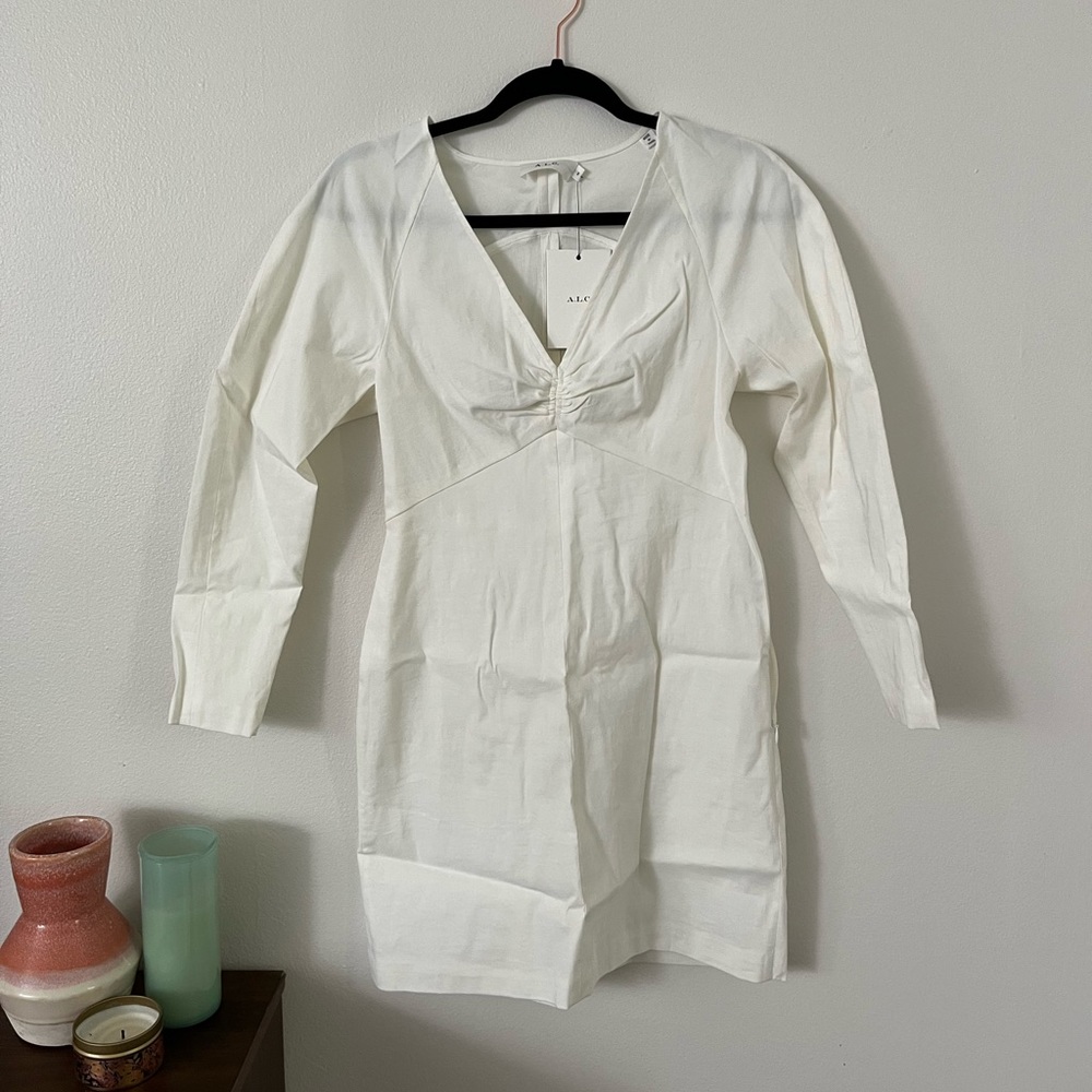A.L.C Aila Long Sleeve Linen Blend Mini Dress